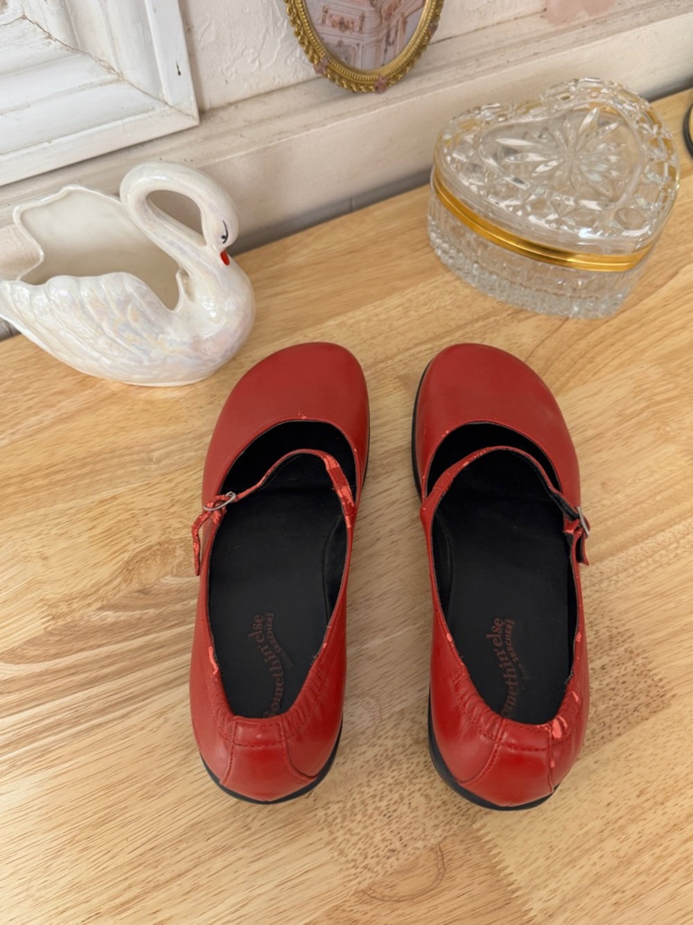 2000s Skechers Red Faux Leather Mary Jane Chunky Clogs Size 7 Whimsy Grunge - Picture 14 of 15